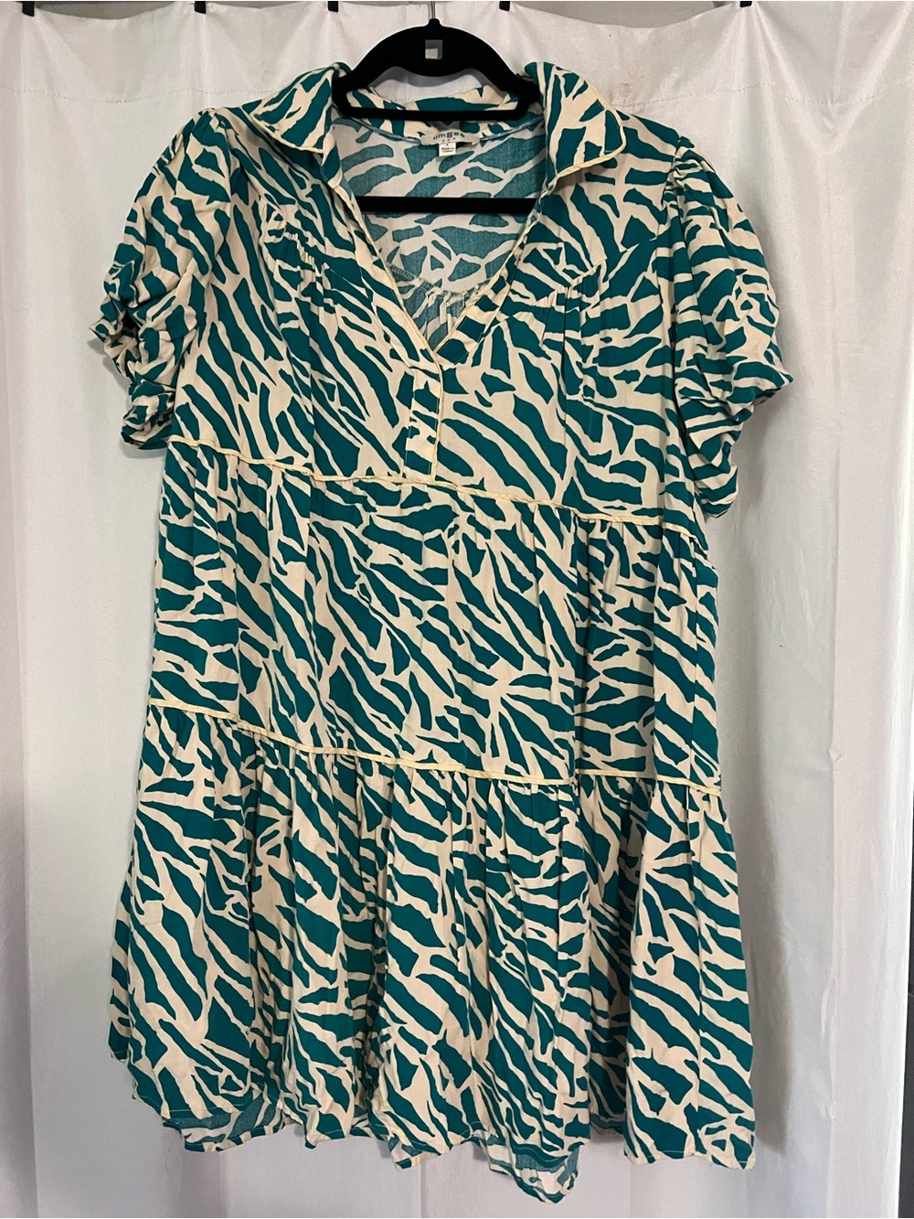 Umgee Teal and Cream Animal Print Dress